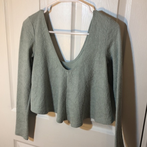 Kimchi Blue Light Green Off The Shoulder Crop Top - Picture 6 of 7